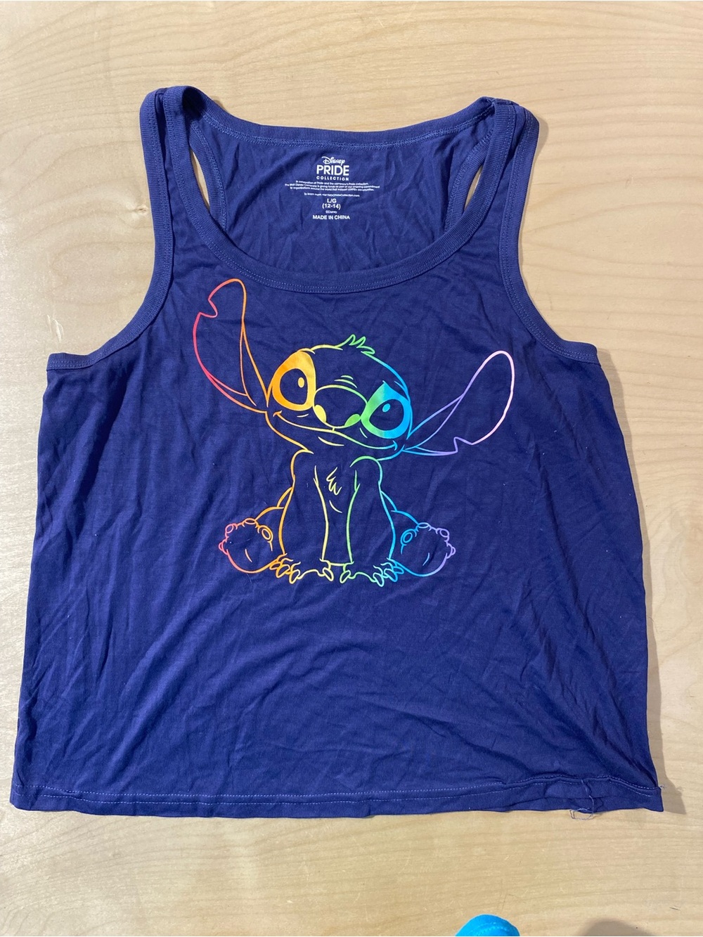 Disney Pride Navy Blue Tank Top with Rainbow Stitch Outline Large (12-14) (RW) - Picture 3 of 7